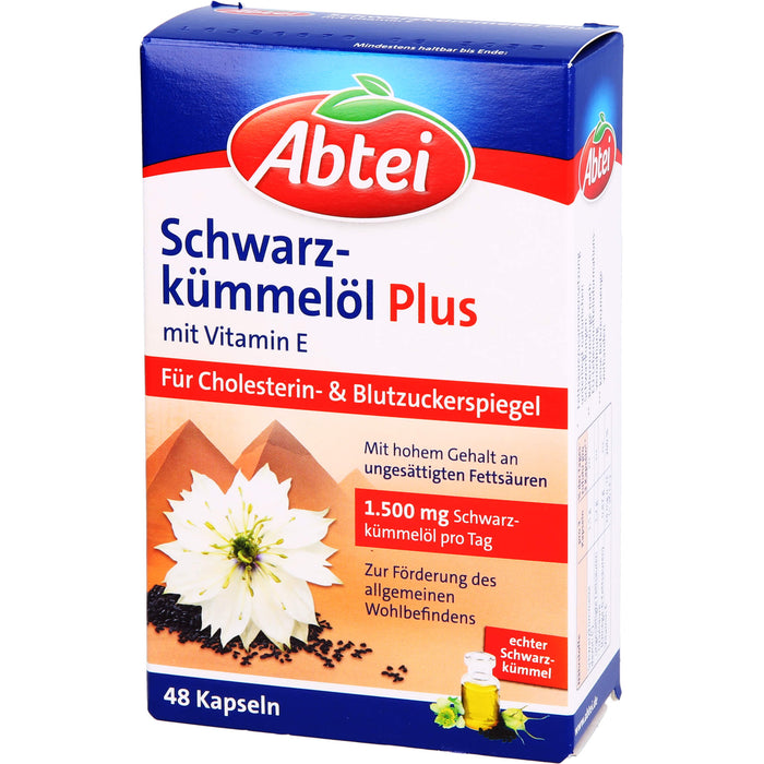 Abtei Schwarzkümmelöl Plus Kapseln für den Cholesterinspiegel, 48 St. Kapseln