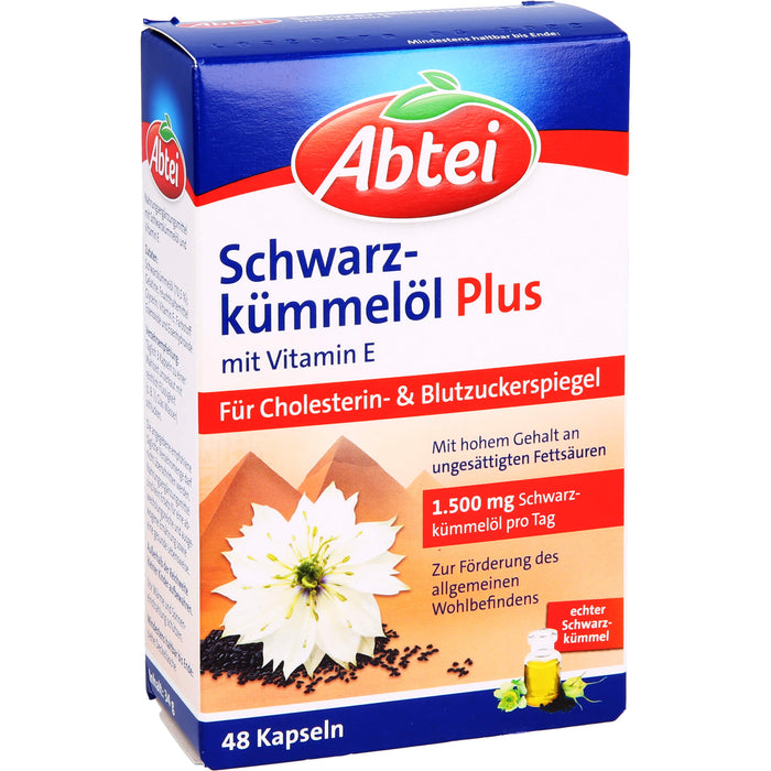 Abtei Schwarzkümmelöl Plus Kapseln für den Cholesterinspiegel, 48 St. Kapseln