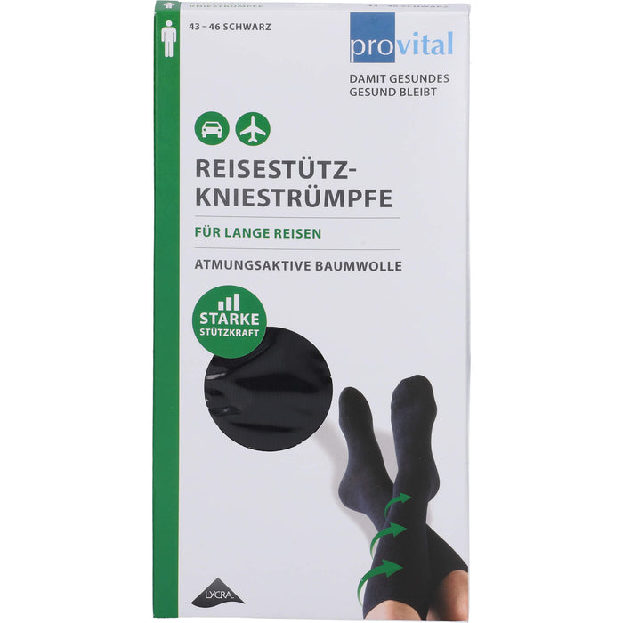 ProVital Reisekniestrumpf schwarz Gr.43-46, 2 St 