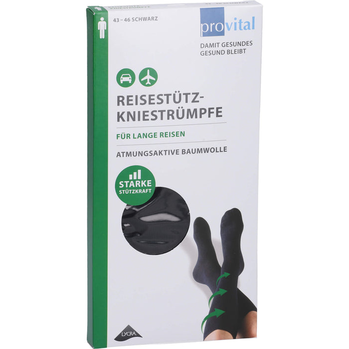 ProVital Reisekniestrumpf schwarz Gr.43-46, 2 St. Strümpfe