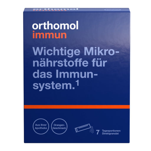Orthomol Immun - Mikronährstoffe zur Unterstützung des Immunsystems - mit Vitamin C, Vitamin D und Zink - Orangen-Geschmack, 7 St. Tagesportionen