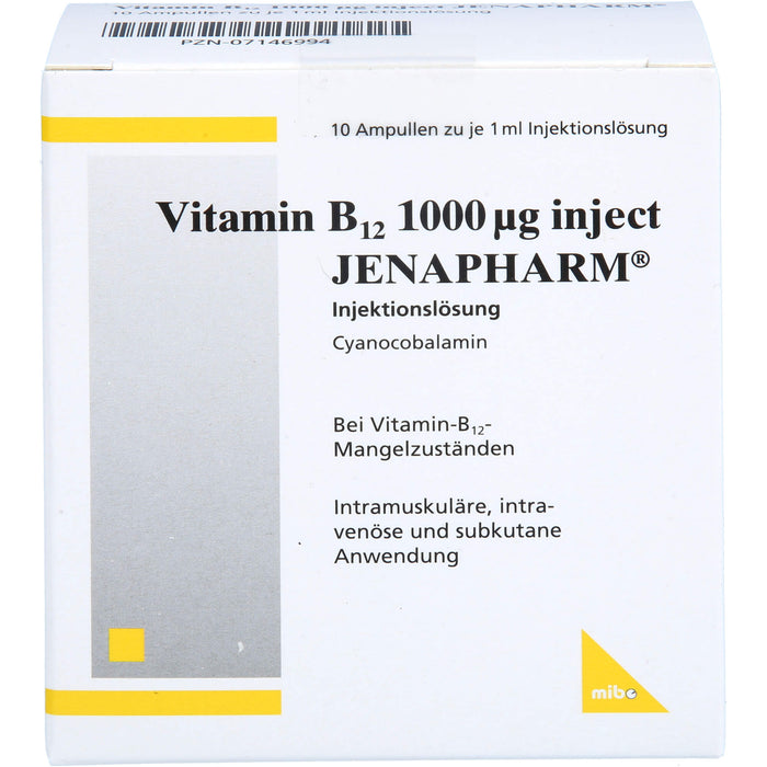 Vitamin B12 1000 µg inject JENAPHARM Injektionslösung bei Vitamin-B12-Mangelzuständen, 10 St. Ampullen