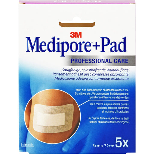 Medipore +Pad 5,0 cm x 7,2 cm, 5 St. Pflaster