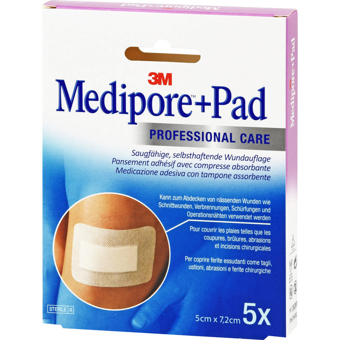 Medipore +Pad 5,0 cm x 7,2 cm, 5 St. Pflaster