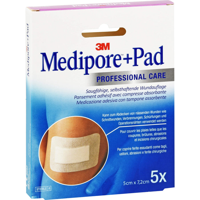 Medipore +Pad 5,0 cm x 7,2 cm, 5 St. Pflaster