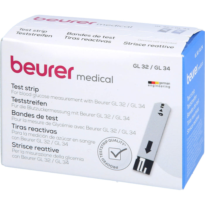 Beurer Blutzuckerteststreifen GL32/GL34 BGL 60, 50 St. Teststreifen