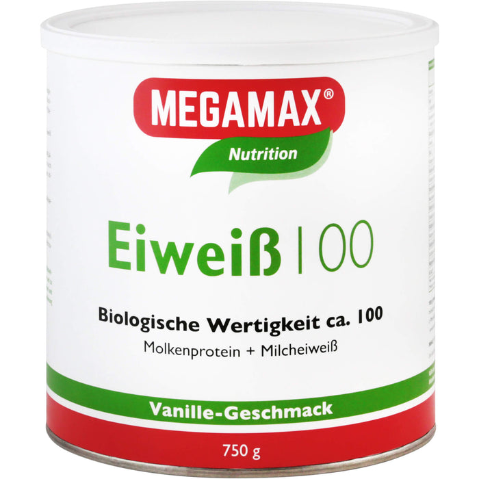 MEGAMAX Nutrition Eiweiß 100 Pulver Vanille-Geschmack, 750 g Pulver