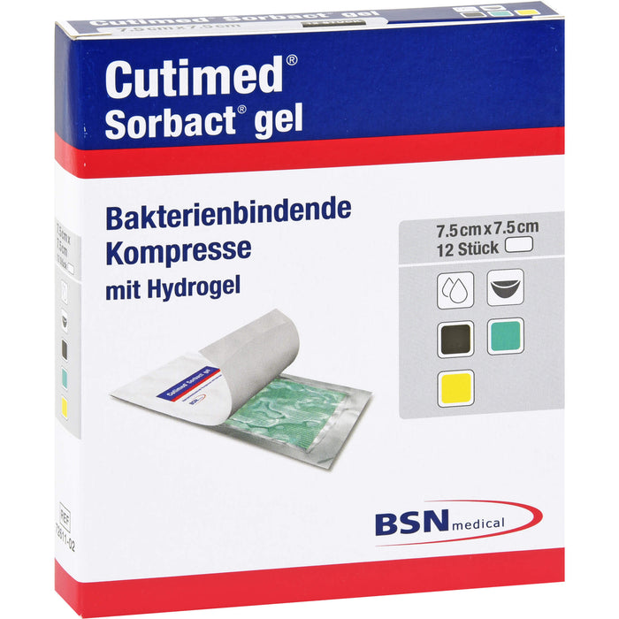 Cutimed Sorbact Gel Kompresse 7,5x7,5cm, 12 St KOM