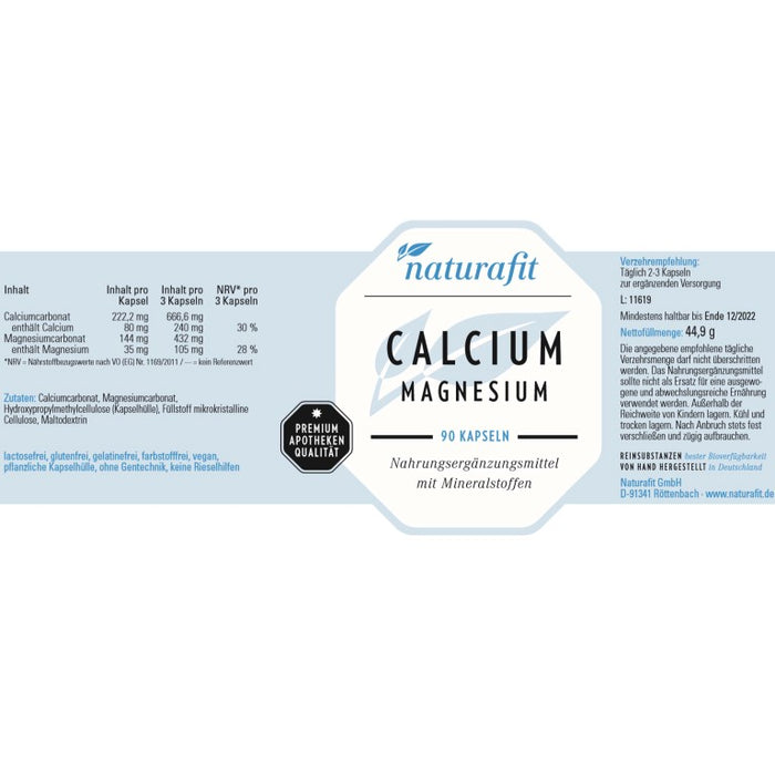 naturafit Calcium Magnesium Kapseln, 90 St. Kapseln