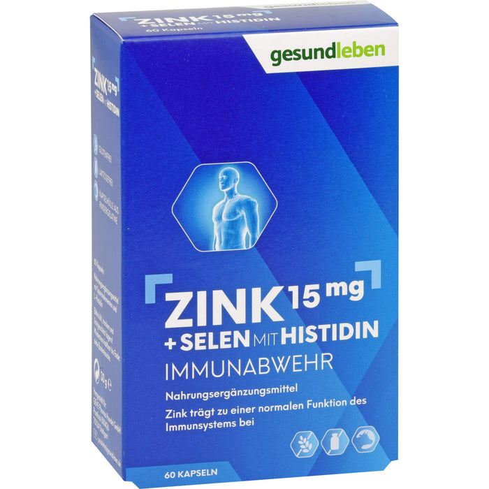 Gesund leben Zink 15 mg + Selen mit Histidin Kapseln, 60 St. Kapseln