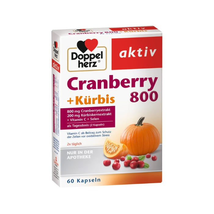 Doppelherz aktiv Cranberry + Kürbis 800 Kapseln zum Schutz der Zellen vor oxidativem Schutz, 60 St. Kapseln