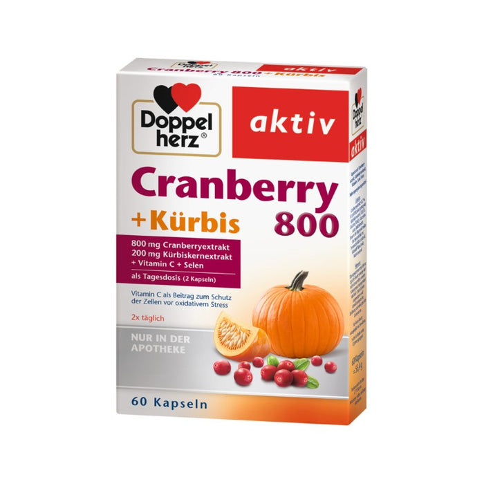 Doppelherz aktiv Cranberry + Kürbis 800 Kapseln zum Schutz der Zellen vor oxidativem Schutz, 60 St. Kapseln
