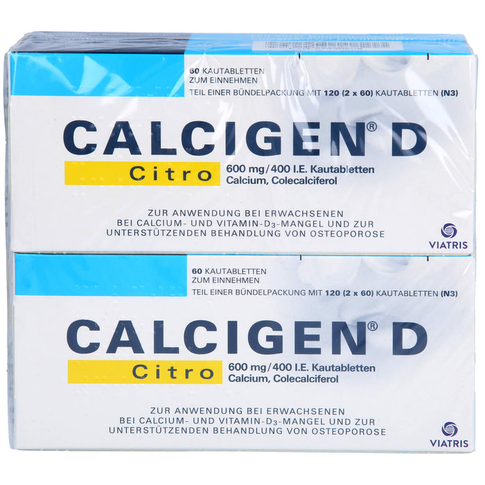 CALCIGEN® D Citro 600 mg/400 I.E. Kautabletten, 120 St KTA