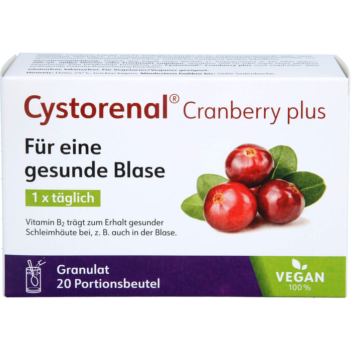 QUIRIS Cystorenal Cranberry plus Pulver für eine gesunde und starke Blase, mit Kürbiskernextrakt, Vitamin B2 und C, 20 St. Beutel