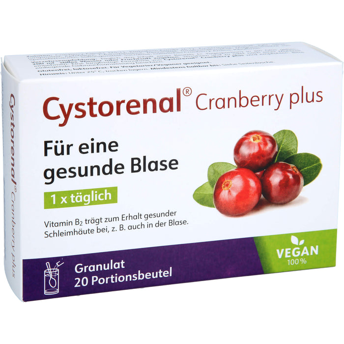 QUIRIS Cystorenal Cranberry plus Pulver für eine gesunde und starke Blase, mit Kürbiskernextrakt, Vitamin B2 und C, 20 St. Beutel