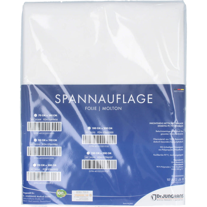 Molton Spannauflage 90x200cm Fol.eins.Molton besch, 1 St 