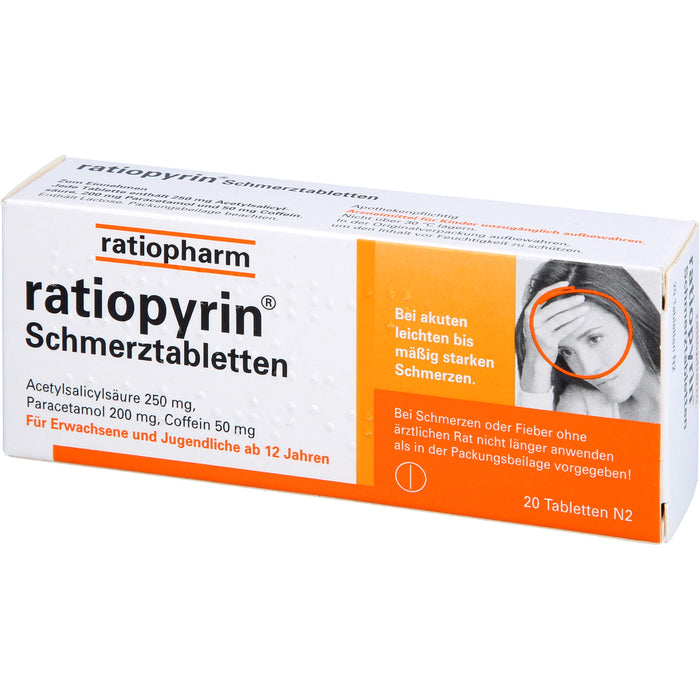ratiopyrin  Schmerztabletten, 20 St. Tabletten