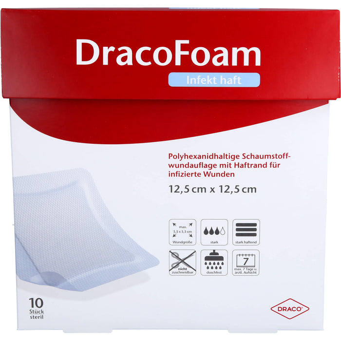 DracoFoam Infekt haft Schaumstoffverband für infizierte Wunden, 10 St. Verband