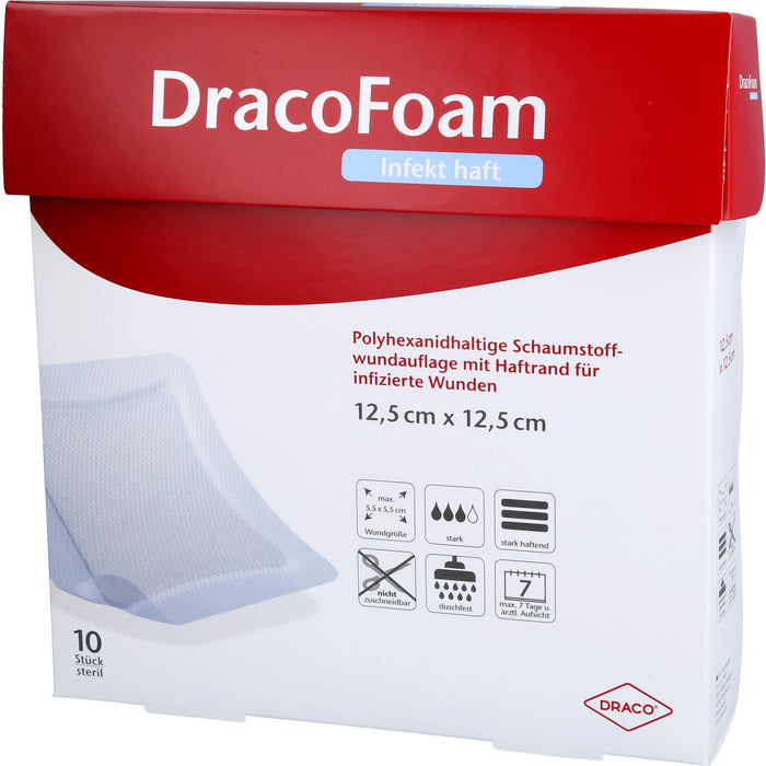 DracoFoam Infekt haft Schaumstoffverband für infizierte Wunden, 10 St. Verband