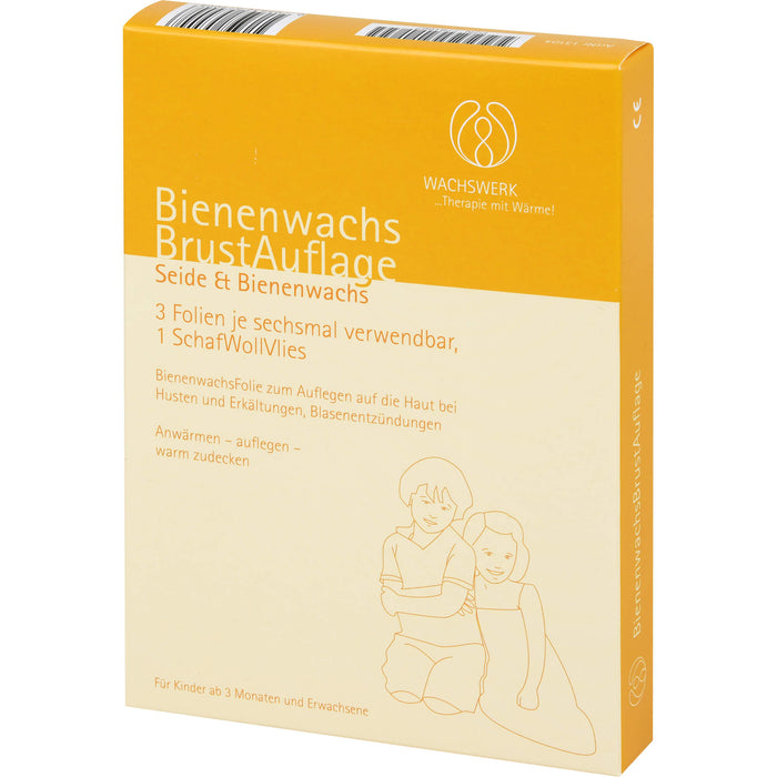 WACHSWERK Bienenwachs-Brustauflage Seide und Bienenwachs bei Husten und Erkältungen für Kinder ab 3 Monaten und Erwachsene, 3 St. Packung