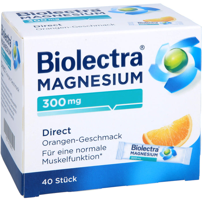 Biolectra Magnesium 300 mg direct Orangengeschmack Pellets in Sticks, 40 St. Beutel