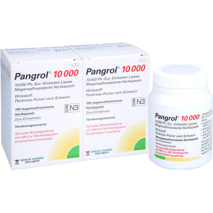 Pangrol  10 000, 10 000 Ph.-Eur.-Einheiten Lipase Magensaftresistente Hartkapseln, 200 St. Kapseln