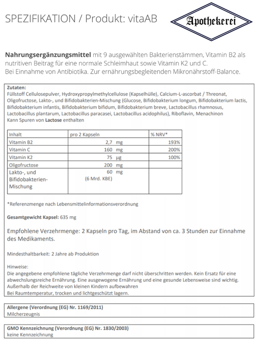 Apothekerei vitaAB Kapseln, 30 St. Kapseln