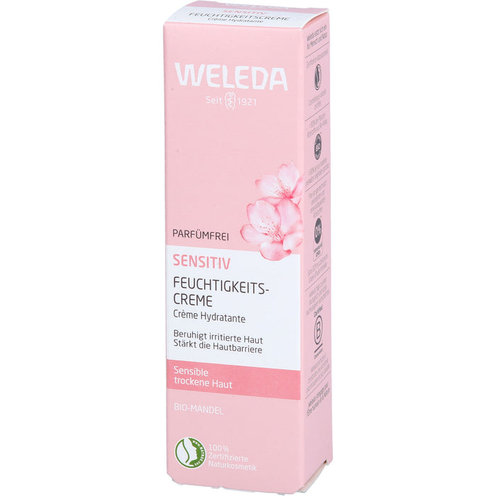 WELEDA sensitiv Feuchtigkeitscreme parfümfrei mit Bio-Mandelöl für sensible, trockene Haut, 30 ml Creme