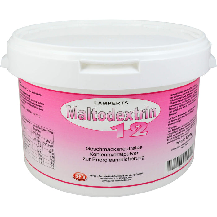 Lamperts Maltodextrin 12 geschmacksneutrales Kohlenhydratpulver, 1200 g 