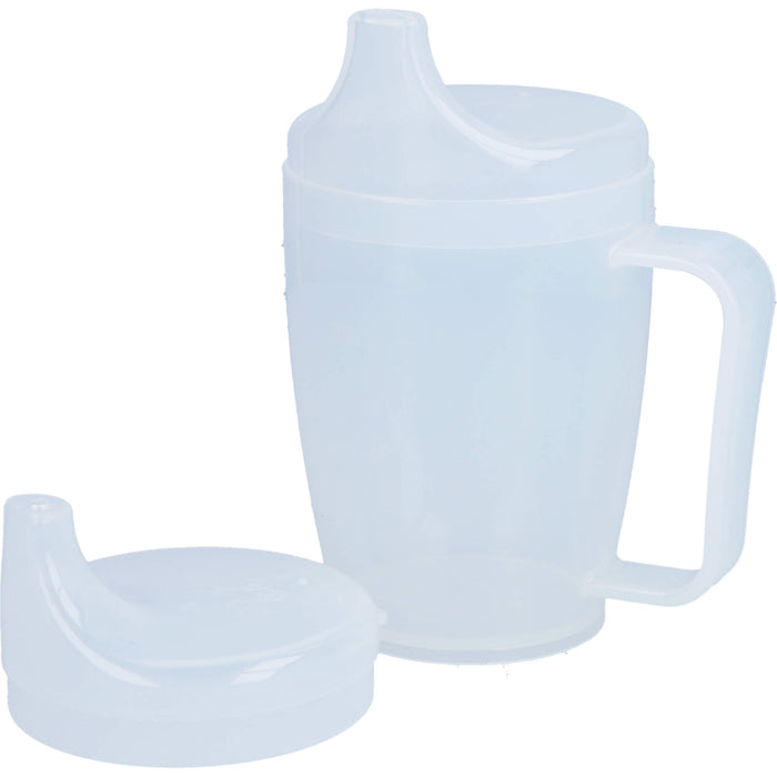 Dr. Junghans Einnehmebecher 250 ml mit Griff weiß 2 Deckel 4 und 12 mm, 1 St. Becher