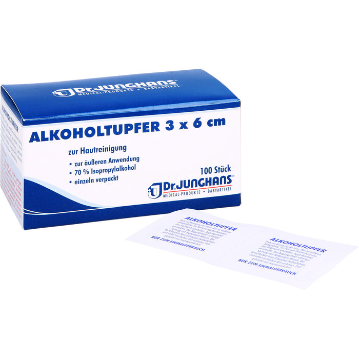 DR. JUNGHANS Alkoholtupfer 3 x 6 cm steril, 100 St. Tupfer