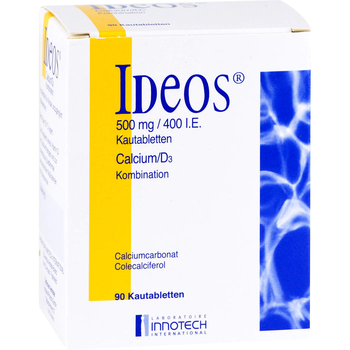 Ideos 500 mg / 400 I.E. Kautabletten bei Vitamin D- und Calciummangel, 90 St. Tabletten