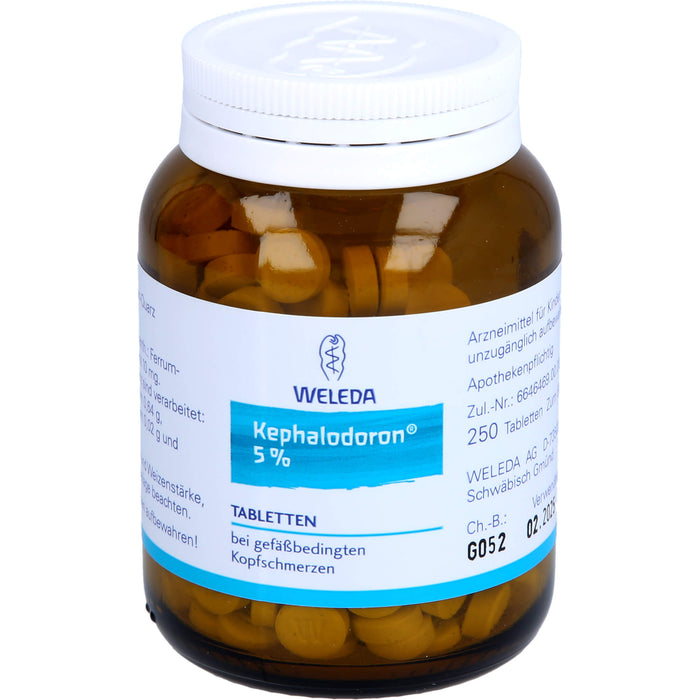 WELEDA Kephalodoron 5% Tabletten bei gefäßbedingten Kopfschmerzen, 250 St. Tabletten