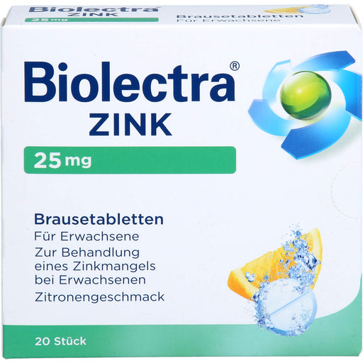 Biolectra Zink 25 mg Zitrone Brausetabletten zur Behandlung eines Zinkmangels, 20 St. Tabletten