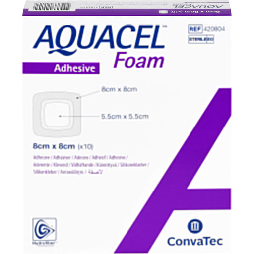 AQUACEL Foam adhäsiv 8x8cm, 10 St VER