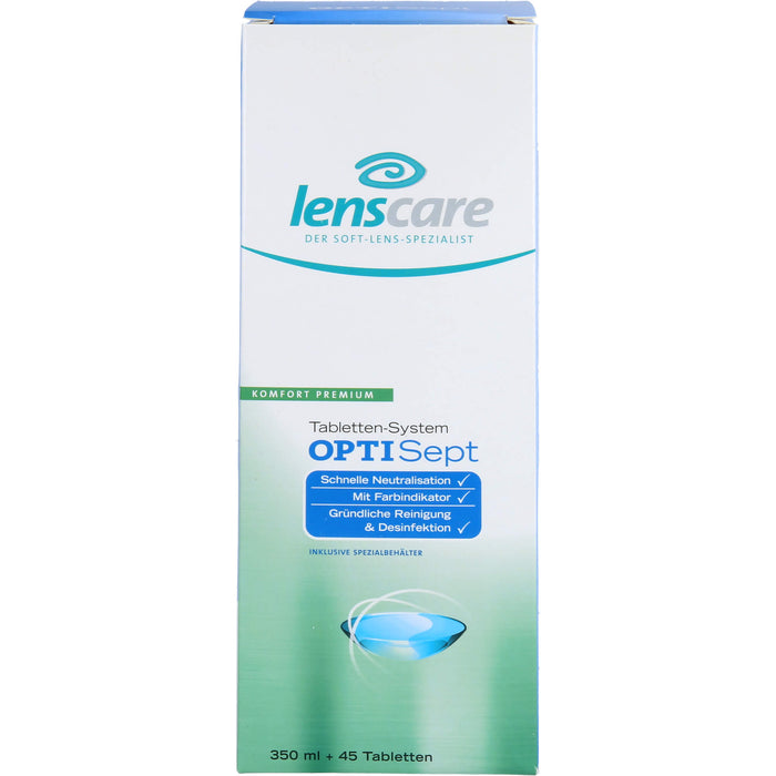 Lenscare OptiSept 350ml + 45 Tabl. + 1 Beh, 1 P KPG