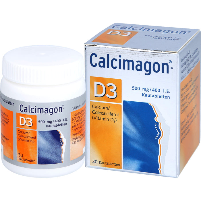 Calcimagon-D3 500 mg / 400 I.E. Kautabletten bei Vitamin D- und Calcium-Mangelzuständen, 30 St. Tabletten