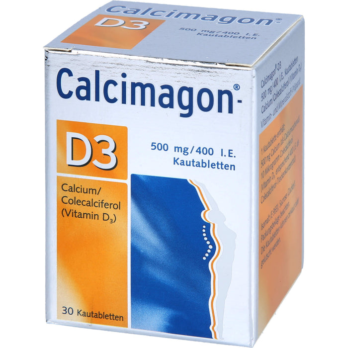 Calcimagon-D3 500 mg / 400 I.E. Kautabletten bei Vitamin D- und Calcium-Mangelzuständen, 30 St. Tabletten