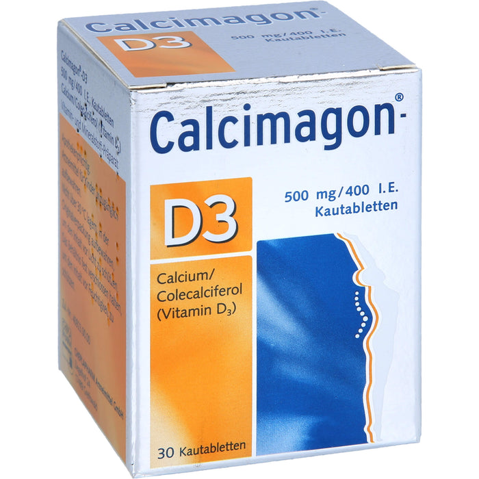 Calcimagon-D3 500 mg / 400 I.E. Kautabletten bei Vitamin D- und Calcium-Mangelzuständen, 30 St. Tabletten