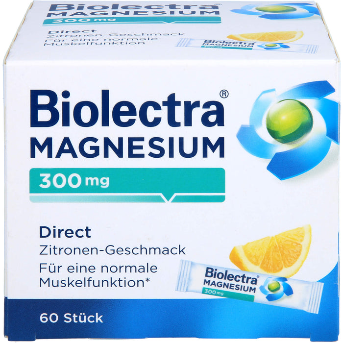 Biolectra Magnesium 300 mg direct Zitronengeschmack Pellets in Sticks, 60 pcs. Sachets