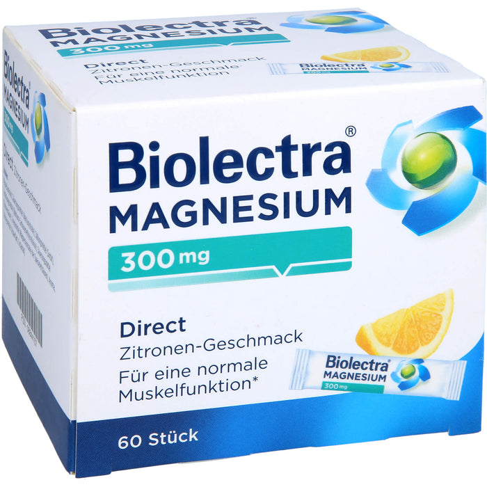 Biolectra Magnesium 300 mg direct Zitronengeschmack Pellets in Sticks, 60 pcs. Sachets