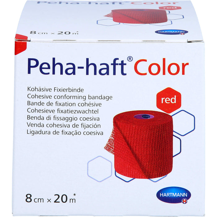 Peha-haft Color Fixierbinde latexfrei 8cmx20m rot, 1 St BIN