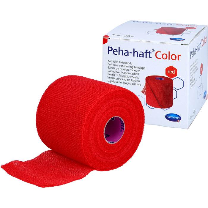 Peha-haft Color Fixierbinde latexfrei 8cmx20m rot, 1 St BIN
