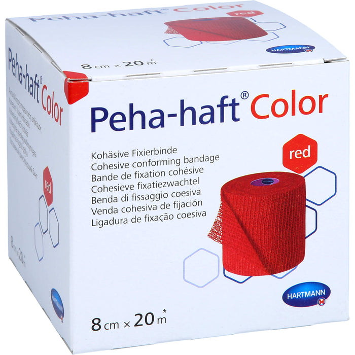 Peha-haft Color Fixierbinde latexfrei 8cmx20m rot, 1 St BIN