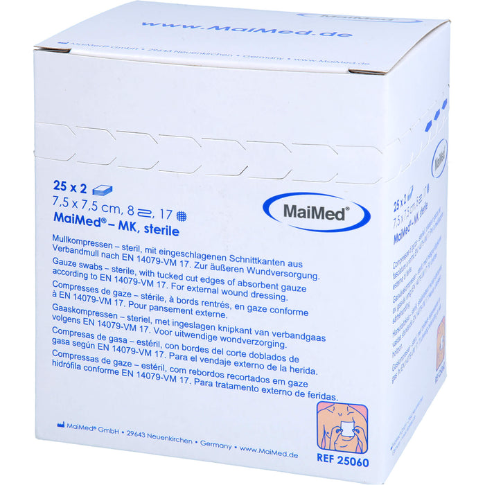 Mullkompressen 7,5x7,5 8-fach steril, 25X2 St KOM