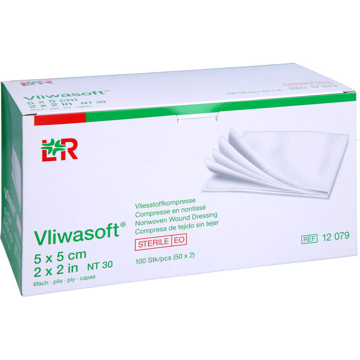 Vliwasoft Vlieskompresse steril 5 x 5 cm 6lagig, 100 St. Kompressen