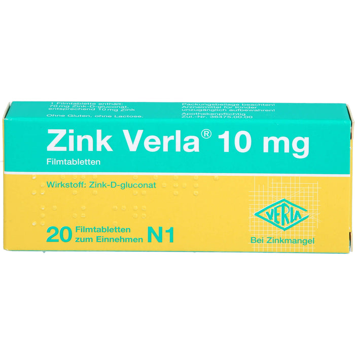 Zink Verla 10 mg Filmtabletten, 20 St. Tabletten