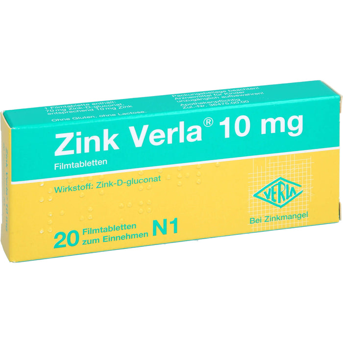 Zink Verla 10 mg Filmtabletten, 20 St. Tabletten