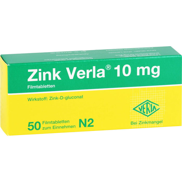 Zink Verla 10 mg Filmtabletten, 50 St. Tabletten