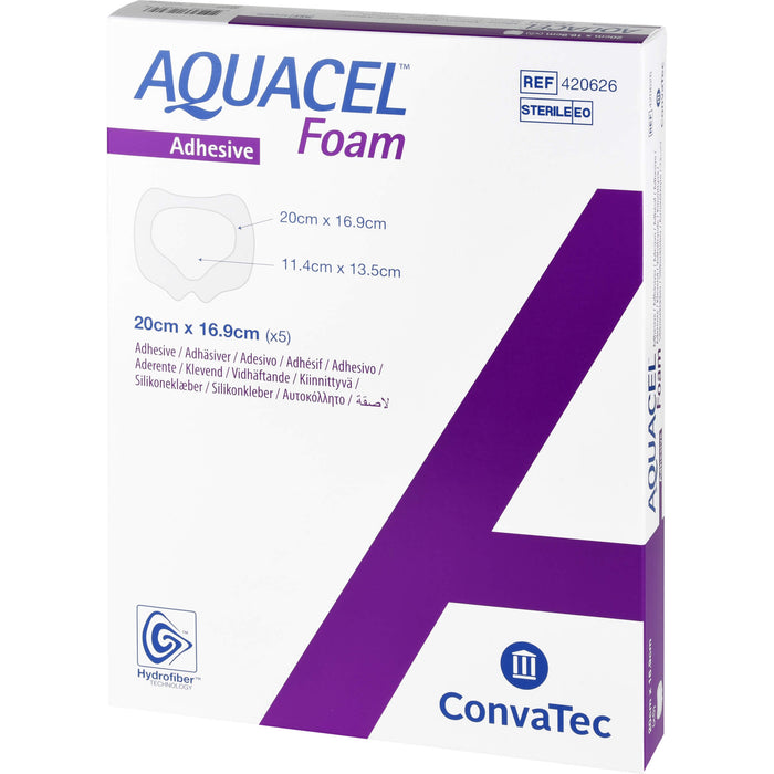 AQUACEL Foam adhäsiv Sakral 20x16,9cm, 5 St VER